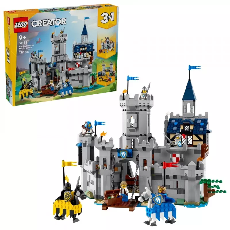 Giocattolo da costruzione LEGO Creator 3-in-1 castello medievale dei cavalieri set 31168 — 1371 pezzi, 6 minifigure, dai 9 anni