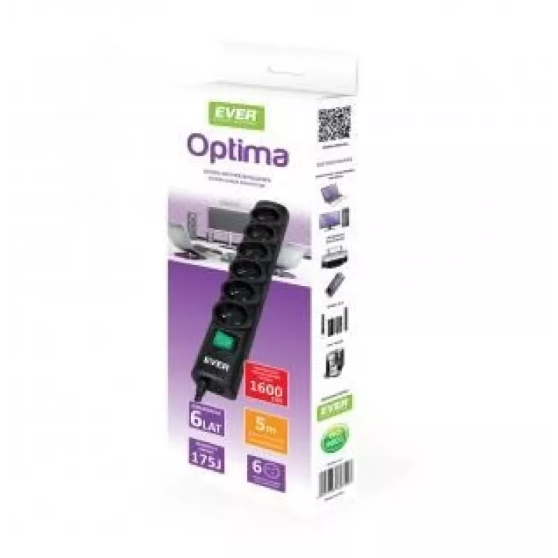 Ever Optima 5m nero 6 prese AC 250 V