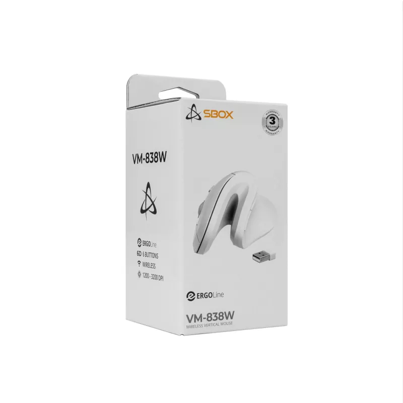 Mouse SBOX VM-838W verticale wireless bianco