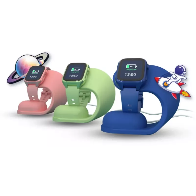 Base di ricarica Stelio ST-CHS01-PK Junior rosa – dock di ricarica USB per telefoni e tablet, porta singola, compatto