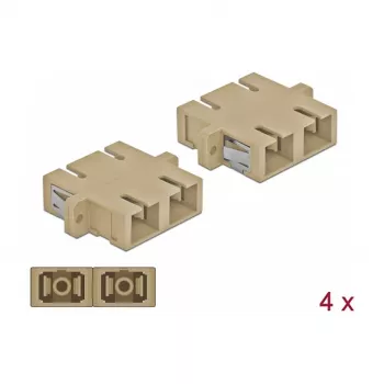 Adattatore in fibra ottica DELOCK SC femmina-femmina beige, confezione da 4 (modello 85996)