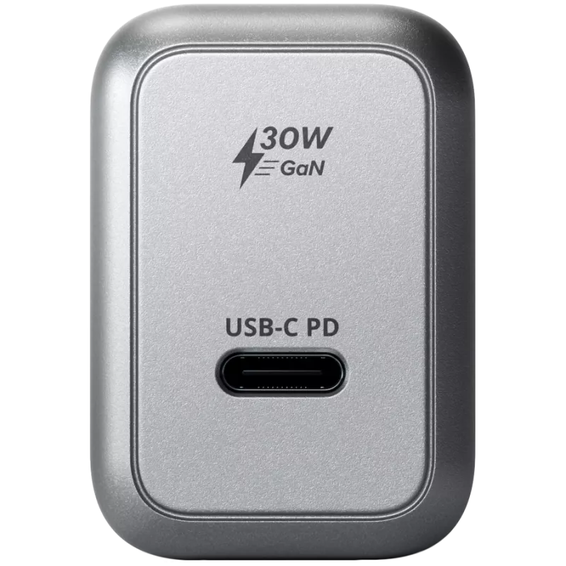 Caricabatterie per dispositivi mobili Satechi ST-UC30WCM-EU — alimentatore AC universale per interni con 1× USB-C, nero/argento