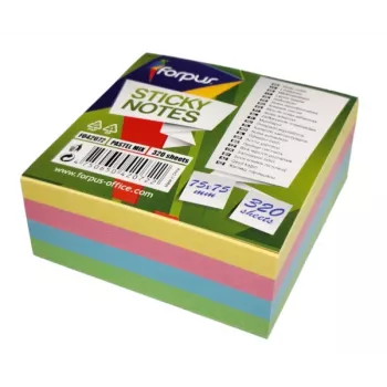 Note adesive Forpus, 75x75mm, miscela di 4 colori pastello, cubo (1x320)