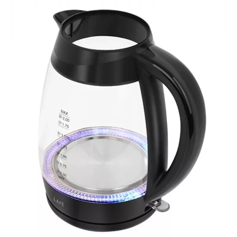 Lafe Essential XL CEG016 bollitore elettrico in vetro, 2 l, 2200 W, nero