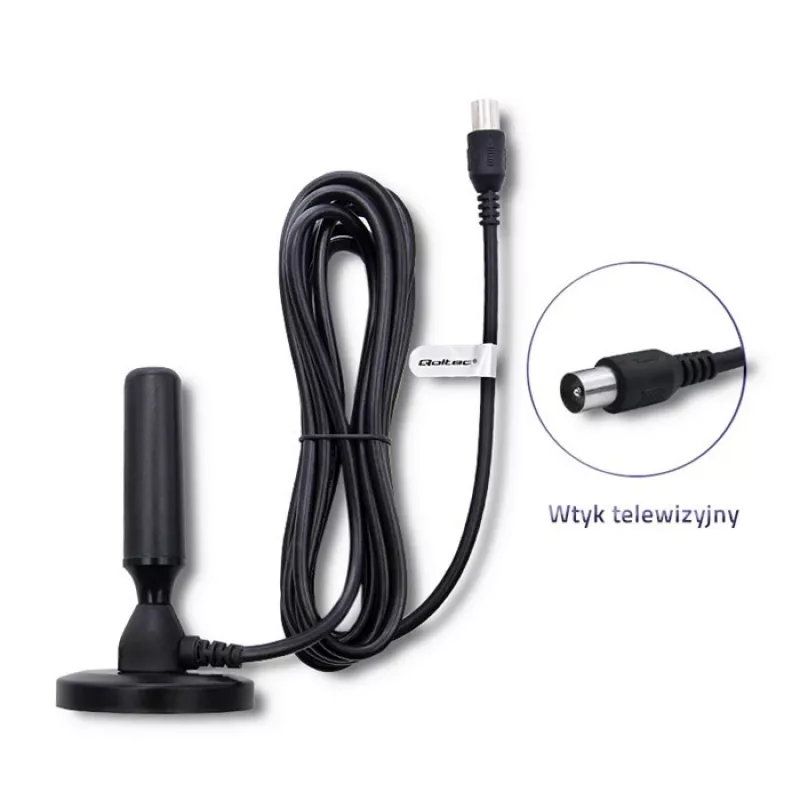 Antenna TV interna QOLTEC 57016 DVB-T2 – design compatto per la ricezione digitale terrestre