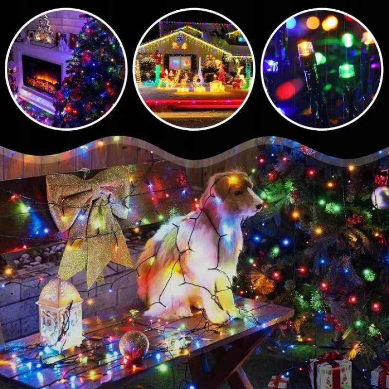 Extralink EX.95535 catena di luci natalizie a batteria, 100 LED, multicolore, 10,5 m