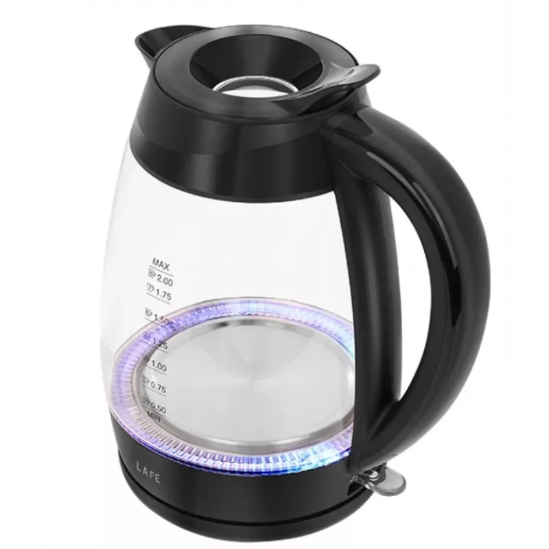 Lafe Essential XL CEG016 bollitore elettrico in vetro, 2 l, 2200 W, nero