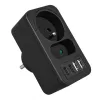 Power splitter MACLEAN MCE249 F/B – 2 prese AC (16A + 6A) con 2×USB-A e 2×USB-C PD 20W, spina EU, nero