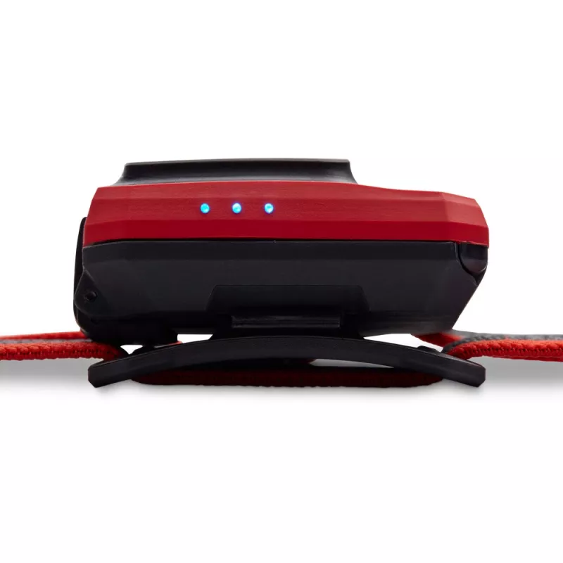 Lampada frontale Diamond Storm 450 nera con fascia frontale nera e rossa