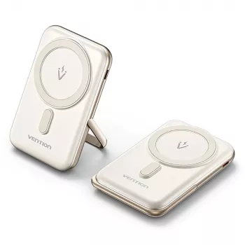 Powerbank Vention 10000mAh Magnetic Wireless 20W — 10000 mAh, uscita 3 A, USB-C, bianco