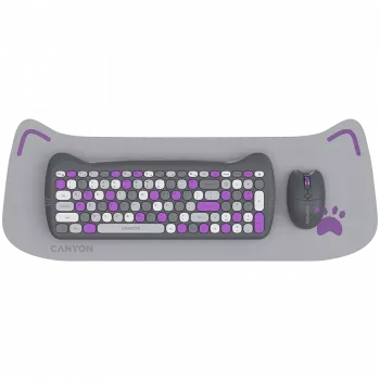 Set tastiera e mouse wireless CANYON HSET-W6 Kitty Edition – viola