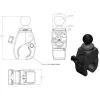 RAM Mounts RAP-B-400U Tough-Claw base a morsetto piccola con sfera da 1 pollice (2,54 cm), per barre da 0,625–1,14 pollici