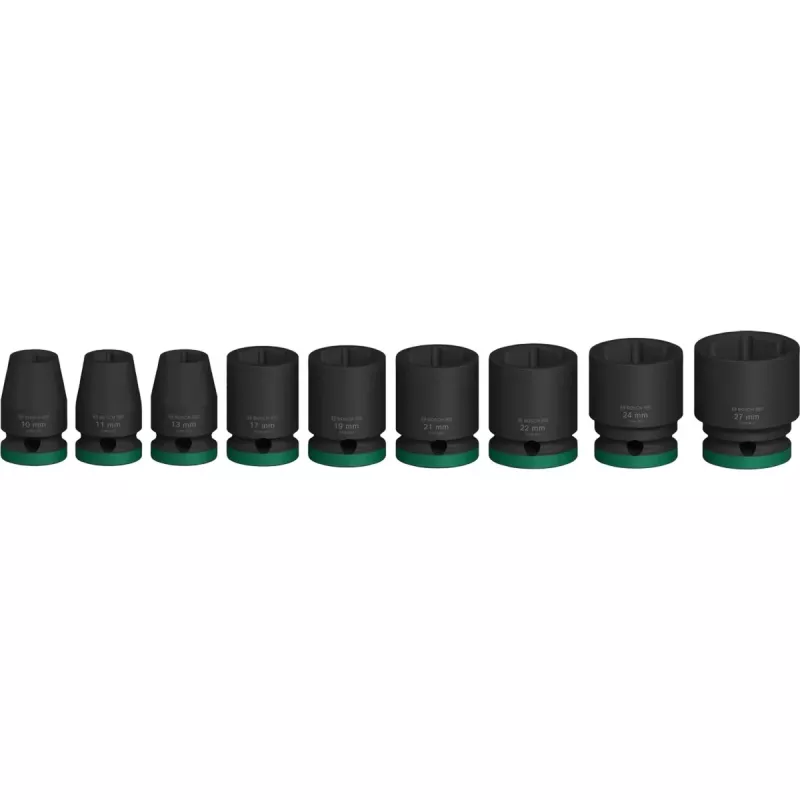 Set di chiavi a percussione Bosch Powertools PRO 1/2 pollice 9 pezzi, nero
