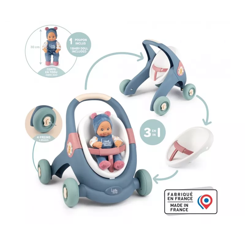 Little Smoby girello 3 in 1 con bambola