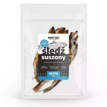 Aringhe essiccate snack per cani UNISZKI 50 g — gusto pesce, sacchetto da 50 g, delizia naturale compatta