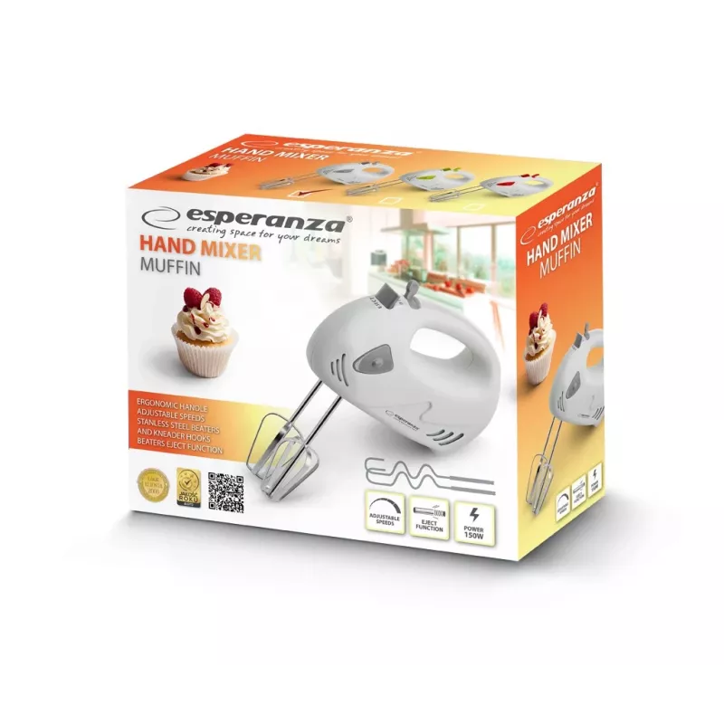 Frullatore a mano Esperanza MIKSER RÄCZNY MUFFIN EKM007WE 150W