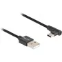 Cavo USB 2.0, connettore USB-A maschio > connettore USB-C maschio (nero, 1 metro, rivestito, angolare 90°)