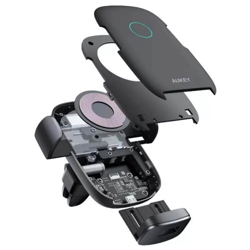 Supporto di ricarica wireless per auto Aukey HD-C52 — supporto auto compatibile Qi con angolo regolabile e ricarica wireless