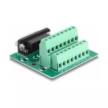 D-Sub 15 poli DeLOCK connettore femmina su morsettiera per guida DIN 58 mm x 61 mm x 30 mm