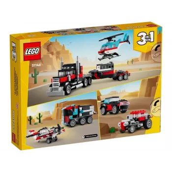 LEGO Creator 2-in-1 Camion con pianale e elicottero Set 31146, modello trasformabile per bambini