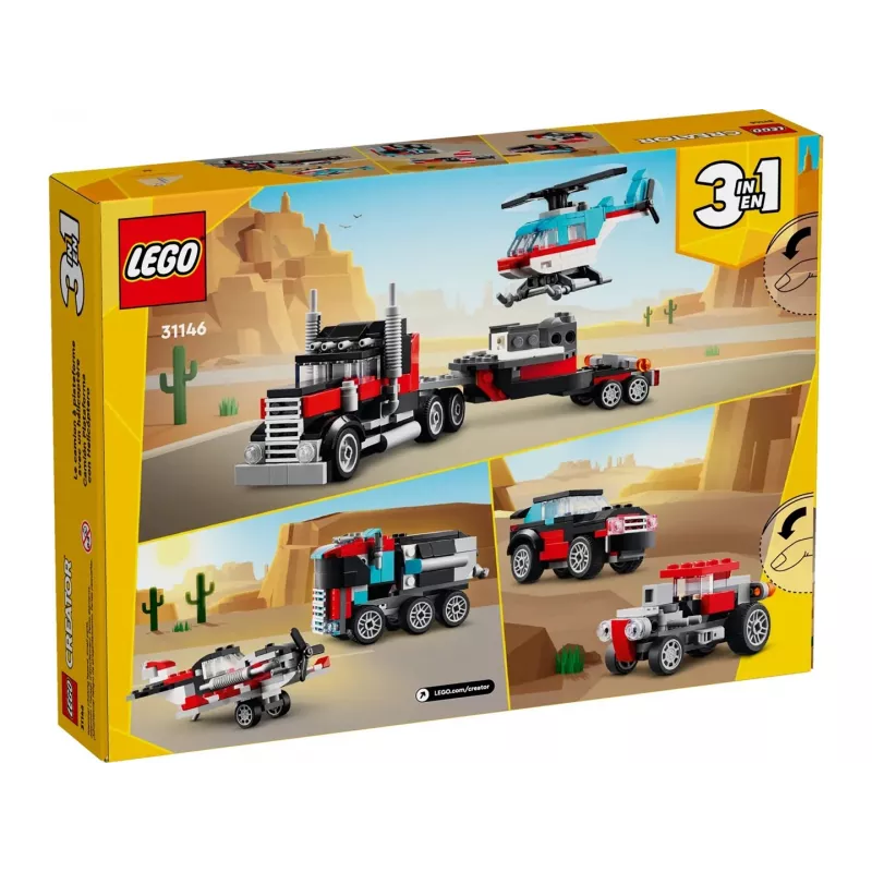 LEGO Creator 3-in-1 31146 Camion con pianale e elicottero