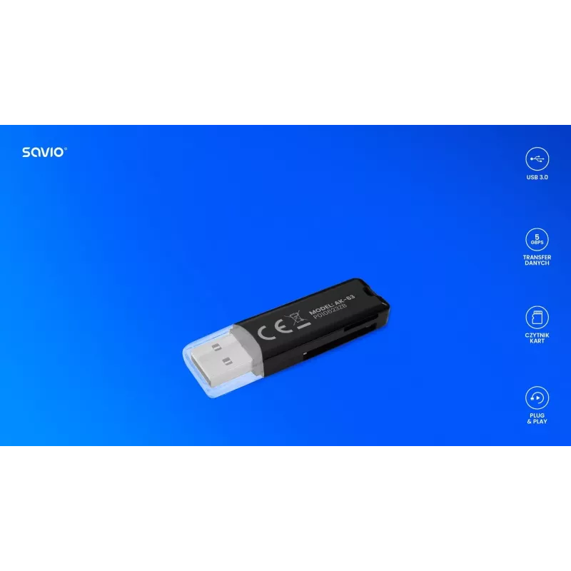 Lettore di schede SD, USB 2.0, 480 Mbit/s, AK-63 Savio SAVAK-63