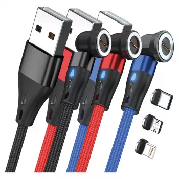 Cavo USB RealPower MagneticCharge3 1m USB A nero blu rosso