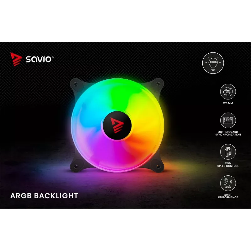 SAVIO Blast ventola per case 120mm ARGB PWM - Nero