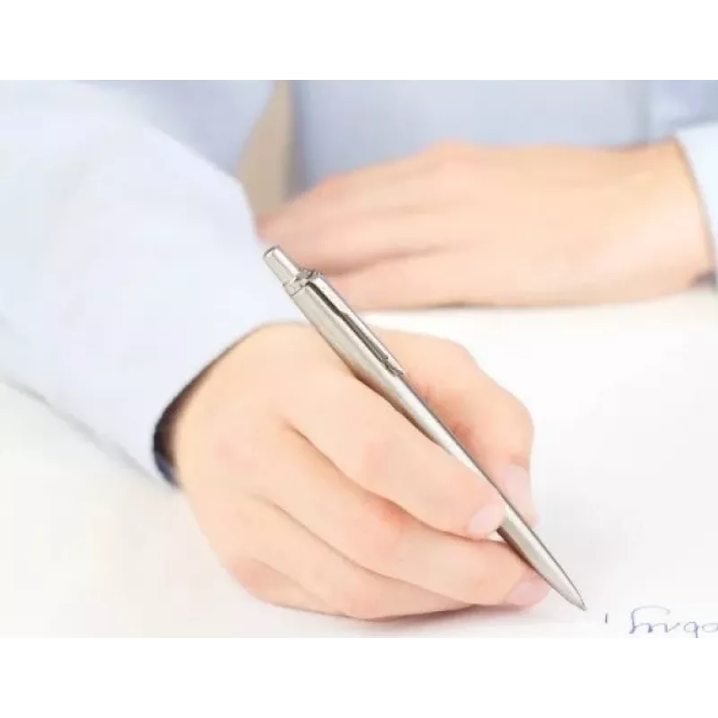 Penna a sfera e portamina Parker Jotter Steel CT argento