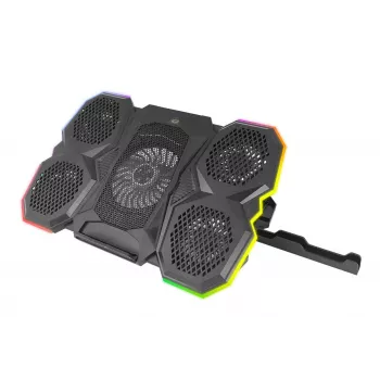 Base raffreddante per laptop ESPERANZA EGC107 – 3 ventole 1200–2600 giri/min, 390×255×38 mm, USB PD, RGB, 5 posizioni di altezza, nero