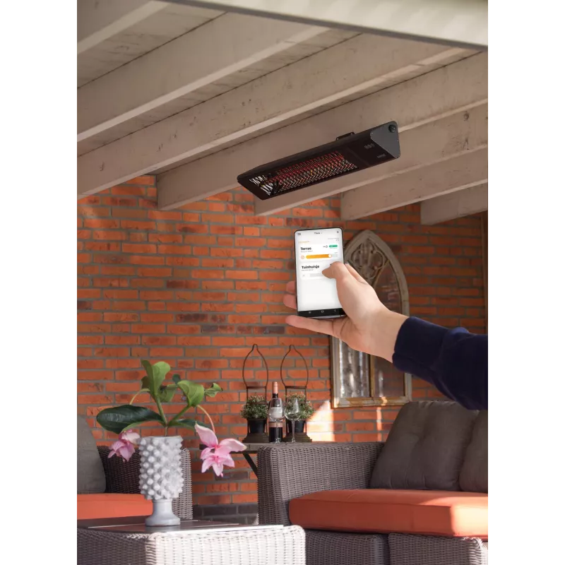 Stufa a infrarossi SUNRED PRO25W-SMART, triangolare da parete scura, 2500 W, nero, IP55