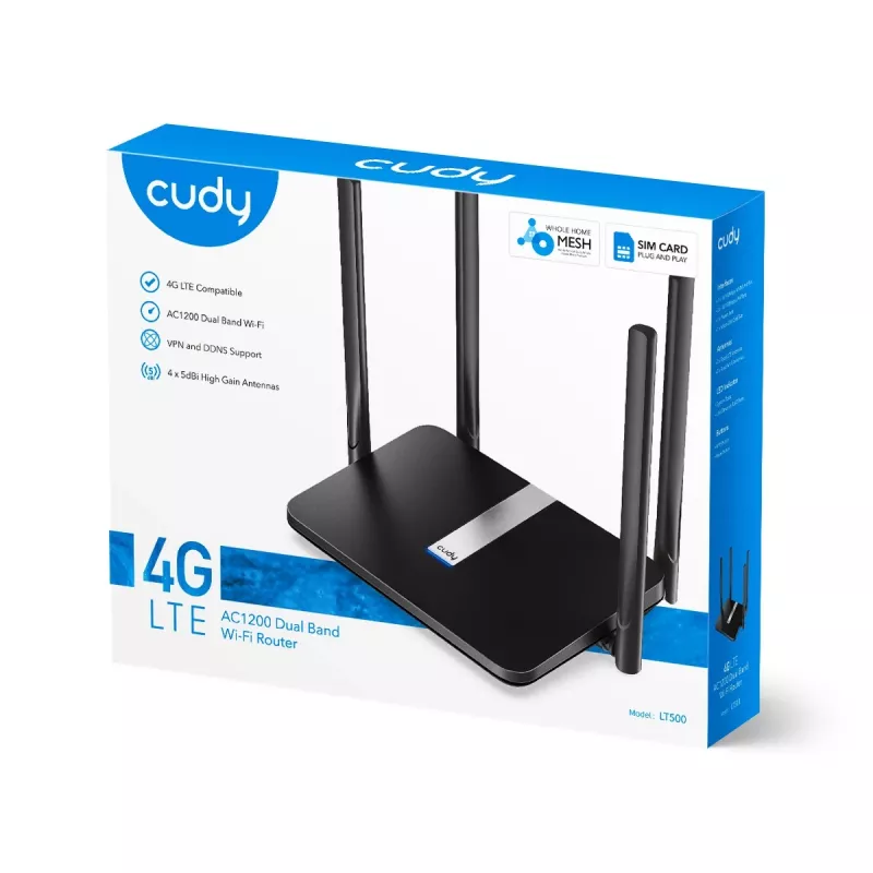 Router WLAN Cudy LT500 Fast Ethernet dual-band (2,4 GHz / 5 GHz) 4G nero