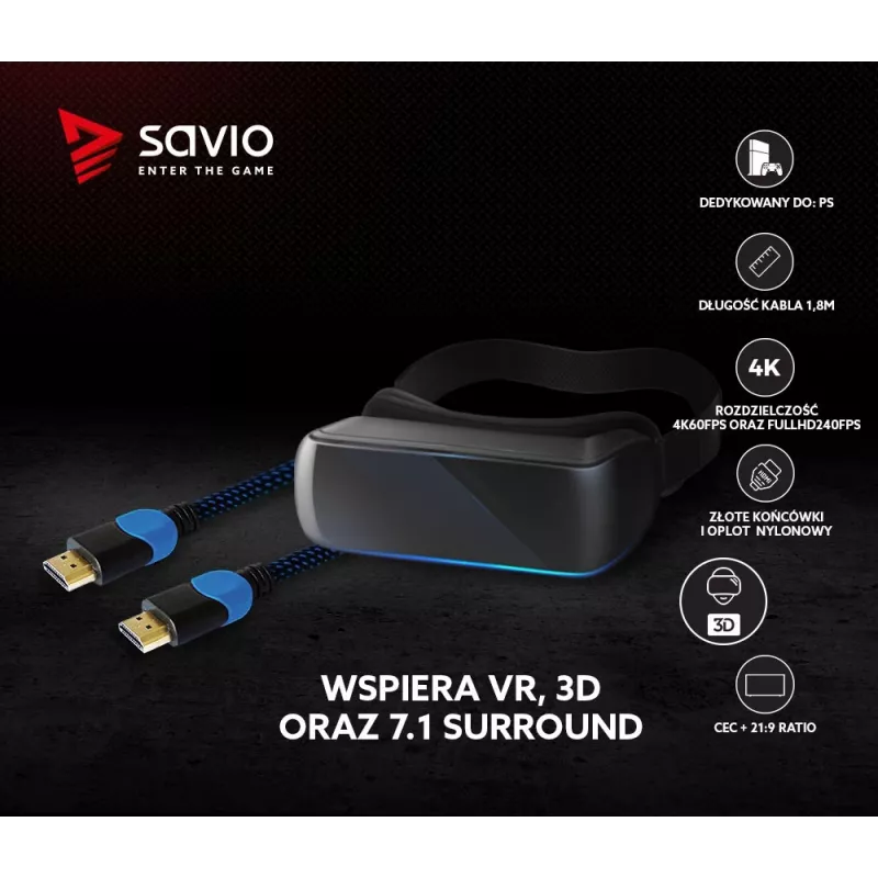 Cavo HDMI Savio GCL-02 1,8 m HDMI Type-A (standard) nero, blu