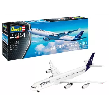 Kit di montaggio in plastica REVELL Airbus A340-300 Lufthansa New Livery scala 1:144