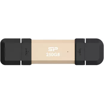 Chiavetta USB Silicon Power DS72 250 GB, USB 3.2 Gen 2 Type-A / Type-C, alluminio/tappo in gomma, oro