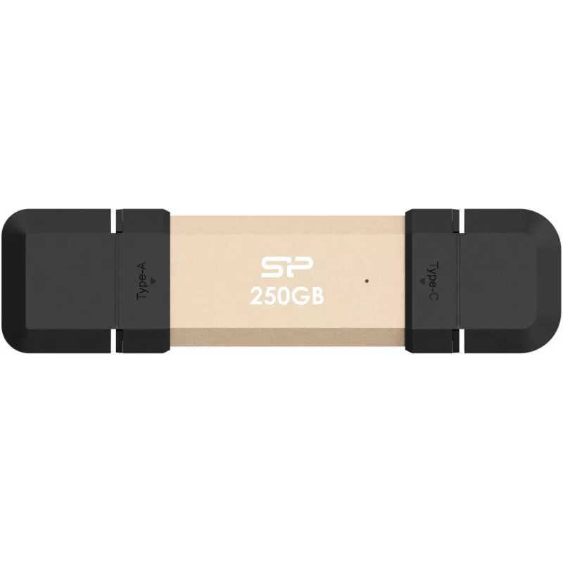 Silicon Power DS72 SSD portatile a chiavetta da 250 GB, USB 3.2 Gen 2, USB-A/USB-C, oro