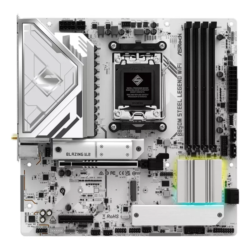 Scheda madre ASRock B850M Steel Legend WiFi — AMD B850, socket AM5, microATX, DDR5, 4 DIMM, Wi-Fi 7, LAN 2.5Gb