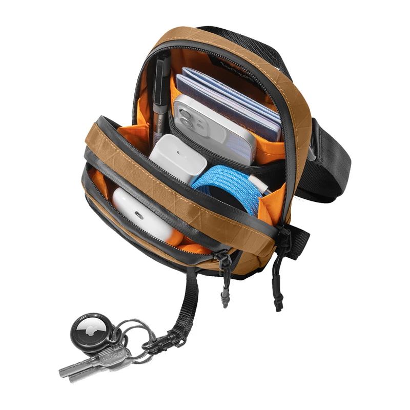Borsa da viaggio Tomtoc Aviator-T37 con tracolla, tessuto X-Pac, marrone