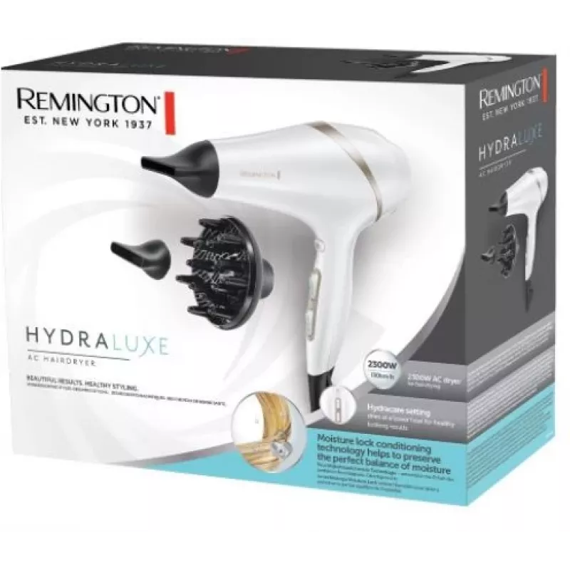 Asciugacapelli Remington AC8901 HYDRAlux 2300 W 3 livelli di temperatura funzione ioni diffusore bianco