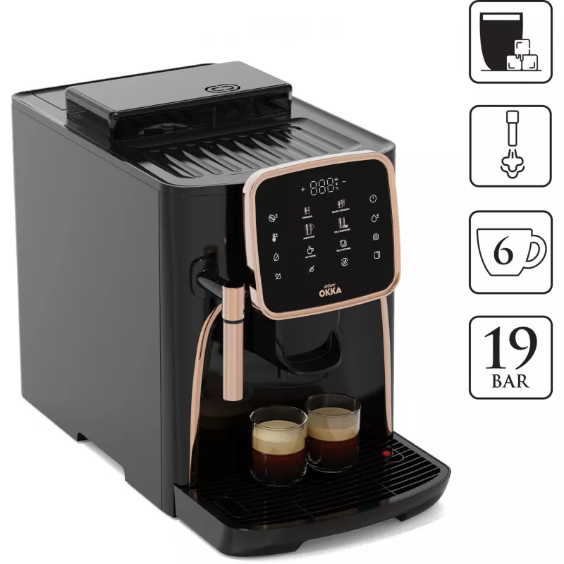 Okka Espresso Pro, macchina automatica nero/bronzo, 1450 Watt