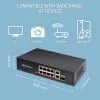 Switch Ethernet QOLTEC 52297 PoE RJ45 con uplink PoE e porta SFP