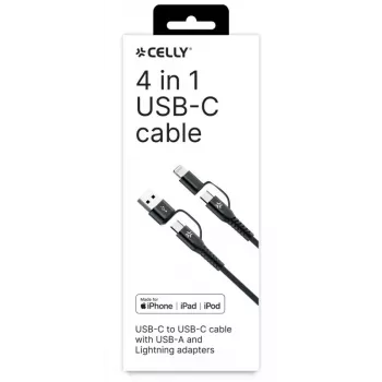 Celly cavo 4-IN-1 A+C a C+LIGHT 2M BK
