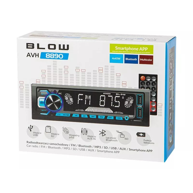 Autoradio BLOW AVH-8890 FM 45W con Bluetooth, USB, AUX e display LCD