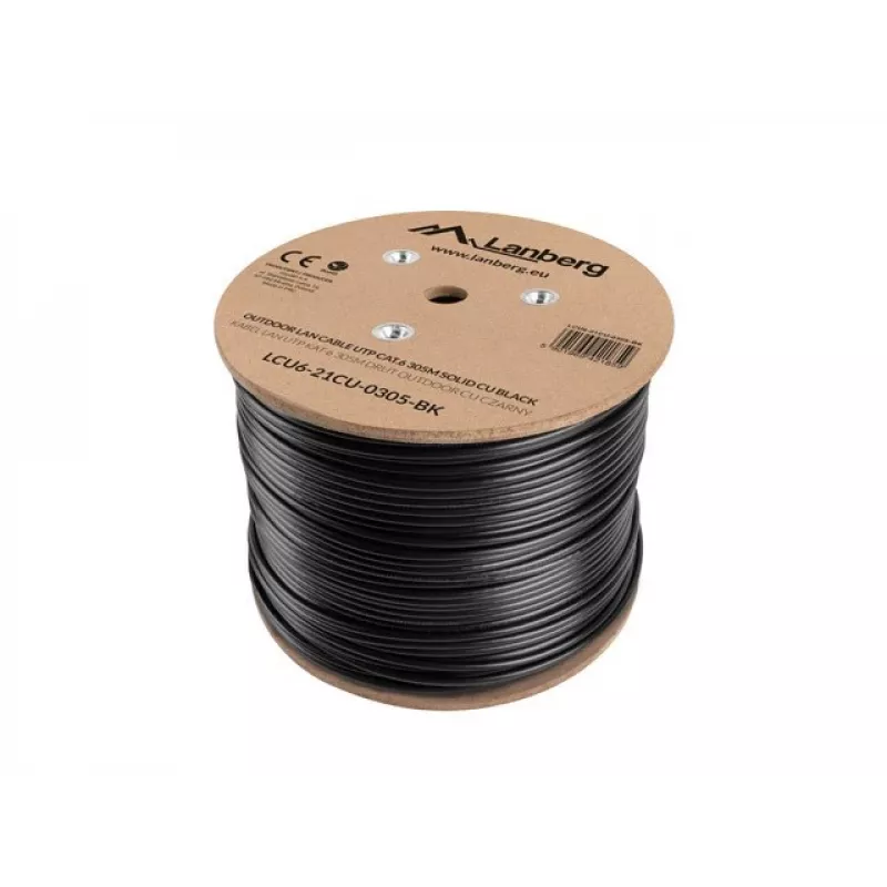 Cavo di rete Lanberg LCU6-21CU-0305-BK nero 305 m Cat6 U/UTP (UTP) per esterni