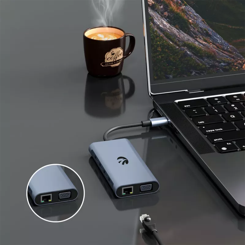 Adattatore USB-C 11-in-1 Hawk HW-HUB1101 — hub multiporta con 11 connessioni