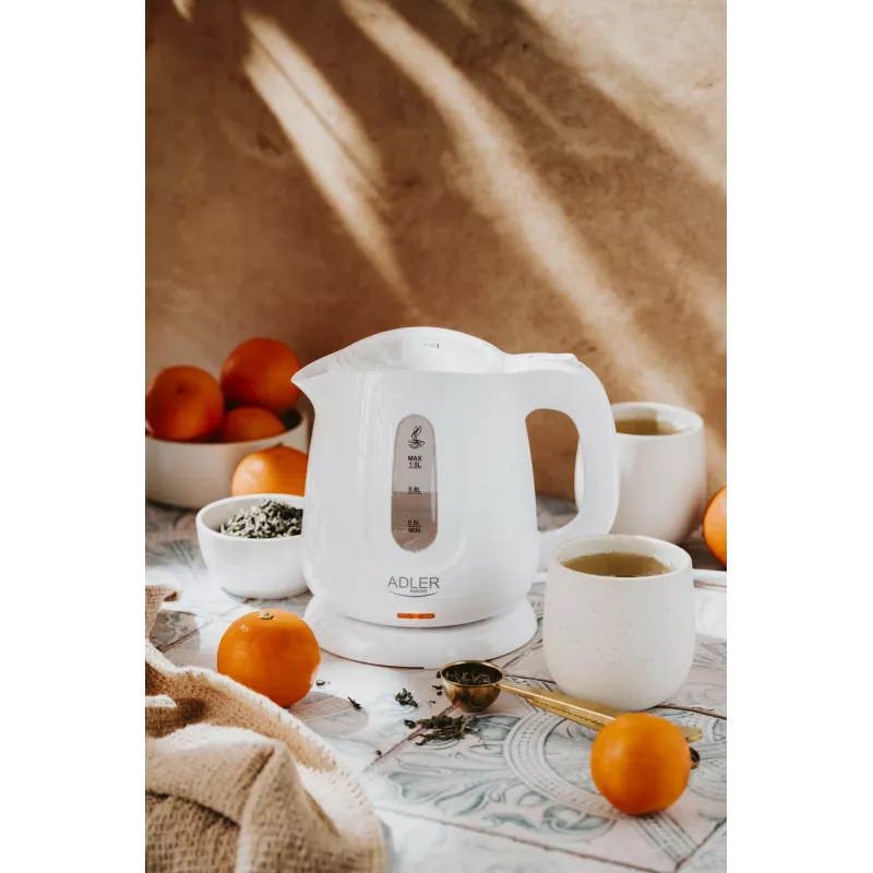 Bollitore Adler AD 1373 – capacità 1 L, 850 W, bianco, base 360°, polipropilene