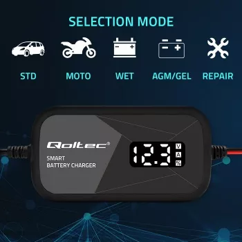 Caricabatterie QOLTEC 52492 12V 2A con controllo a microprocessore e rigenerazione celle