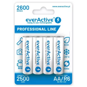 Batterie ricaricabili R6 AA 2600mAh EverActive Professional contenuto confezione 1x blister