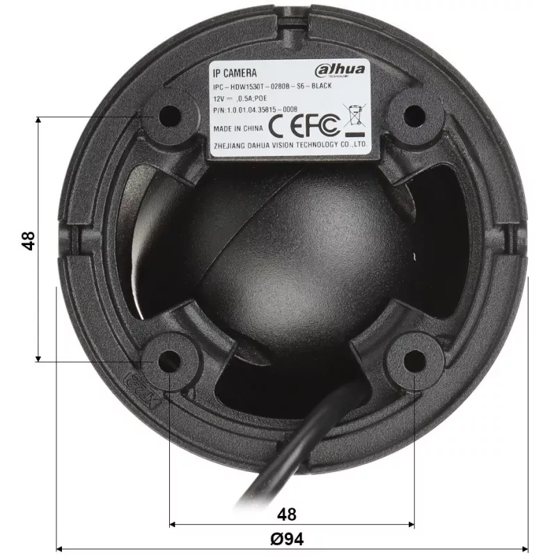 Telecamera IP DAHUA IPC-HDW1530T-0280B-S6-Schwarz nero
