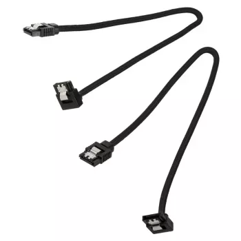 Corsair CC-8900278 cavo SATA Premium con rivestimento intrecciato, angolato, 30 cm, nero, confezione da 2